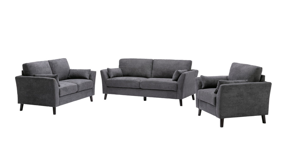 English Elm Damiano Three Piece Woven Gray Sofa Set with Pocket Coil Support and Wood Legs B2749S00199