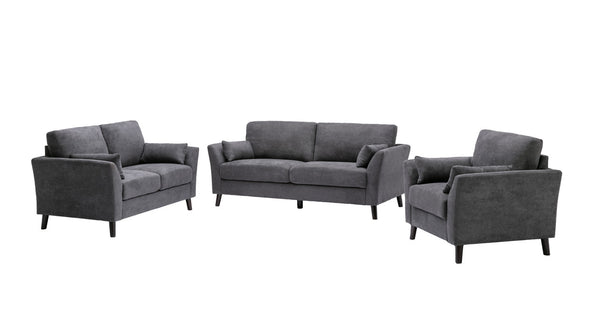 English Elm Damiano Three Piece Woven Gray Sofa Set with Pocket Coil Support and Wood Legs B2749S00199