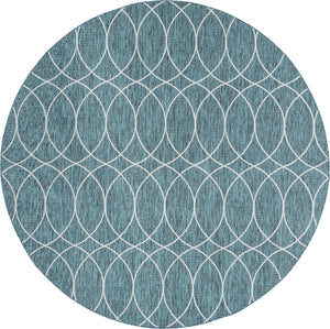 Unique Loom Outdoor Trellis Gitter Machine Made Trellis Rug Teal, Ivory/Gray 10' 0" x 10' 0"
