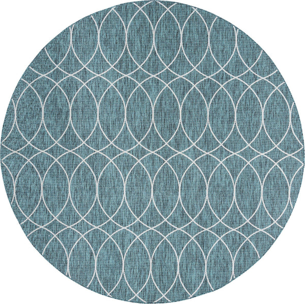 Unique Loom Outdoor Trellis Gitter Machine Made Trellis Rug Teal, Ivory/Gray 10' 0" x 10' 0"