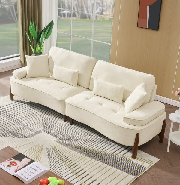 English Elm 103 Luxurious Cloud Velvet Sofa with High-Elastic Sponge Cushion, Deep-Seated Comfort for Living Spaces Beige W2290S00008