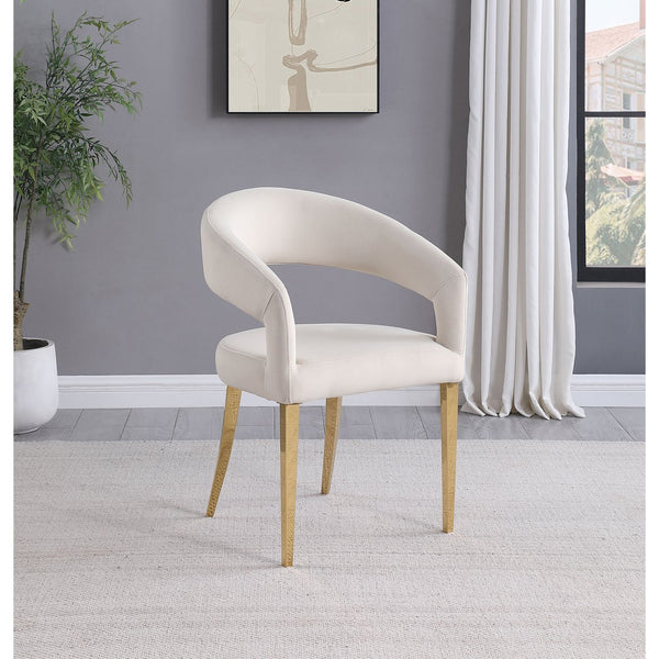 English Elm Rendina Velvet Upholstered Dining Armchair Set of 2 – Curved Open-Back Comfort with Luxe Foam Seating and Metal Frame Cream B062P299827