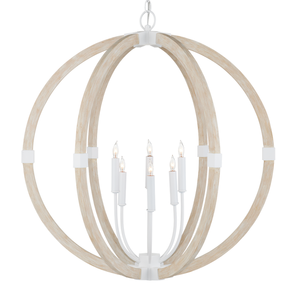 Bastian Sandstone Orb Chandelier - Modern Wrought Iron & Wood Lighting Fixture for Sophisticated Spaces