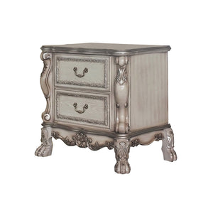 English Elm Dresden Vintage Bone White Nightstand with Felt-Lined Dovetail Drawers, Claw Legs & Resin Moldings B2726P261895