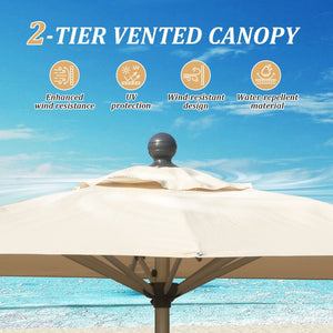 English Elm Rectangle Patio Umbrella With Crank & Tilt, Uv-Resistant Canopy For Ultimate Outdoor Comfort W1859P320939-GIGA