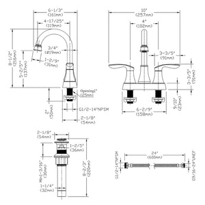 English Elm Bathroom Faucet Brushed Gold - 2-Handle Centerset, 360° Swivel Spout, Easy Install With Drain & Hoses T3177P277461
