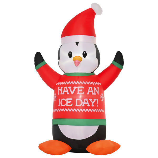 English Elm Homcom 6Ft Inflatable Christmas Penguin Decoration With Led Lights, Durable & Festive Outdoor Decor W2225P229428