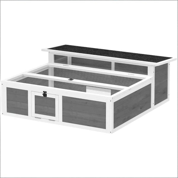 English Elm Pet Tortoise Fir Wood Enclosure with Galvanized Mesh Dual Zone Basking Run Habitat T3971P481432