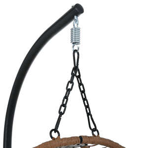 English Elm U_style Wicker Hanging Egg Chair with Stand Foldable Indoor Outdoor Swing Seat Brown+Beige N711P389503K