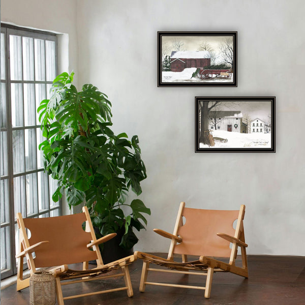 English Elm Trendy Decor 4u Billy Jacobs Christmas Family Scene 2 Panel Framed Wood Wall Art B067P255223