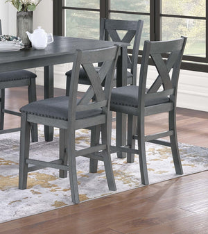 English Elm Modern 7-Piece Counter Height Dining Set Gray - 60" Table, Cushioned X-Cross Back Chairs, Nailhead Trim B011P370423