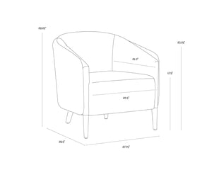 Sunpan SHEVA Armchair - Elegant Barrel-Back Design in Ernst Sandstone & Meg Ash for Modern Interiors 110340