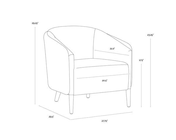 Sunpan SHEVA Armchair - Elegant Barrel-Back Design in Ernst Sandstone & Meg Ash for Modern Interiors 110340
