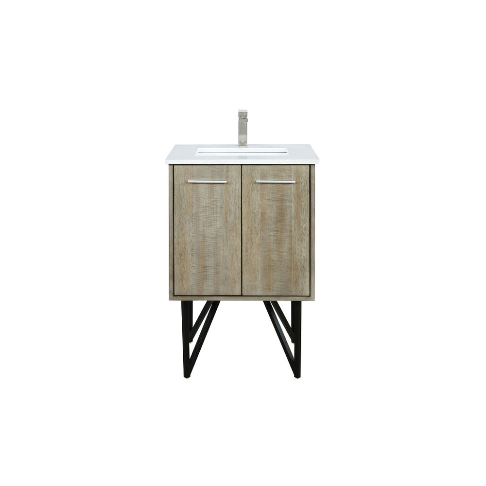 English Elm Rustic Acacia Bath Vanity With Quartz Top, Space-Saving Design, Brushed Nickel Faucet & Storage Solutions B2731P259589-GIGA