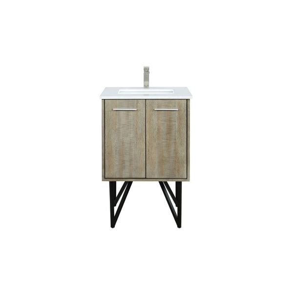 English Elm Rustic Acacia Bath Vanity With Quartz Top, Space-Saving Design, Brushed Nickel Faucet & Storage Solutions B2731P259589-GIGA