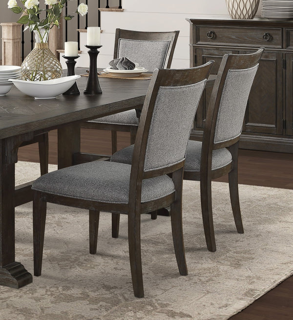English Elm Classic 9 Piece Ash Veneer Extendable Dining Set with Gray Upholstered Chairs B011S02469
