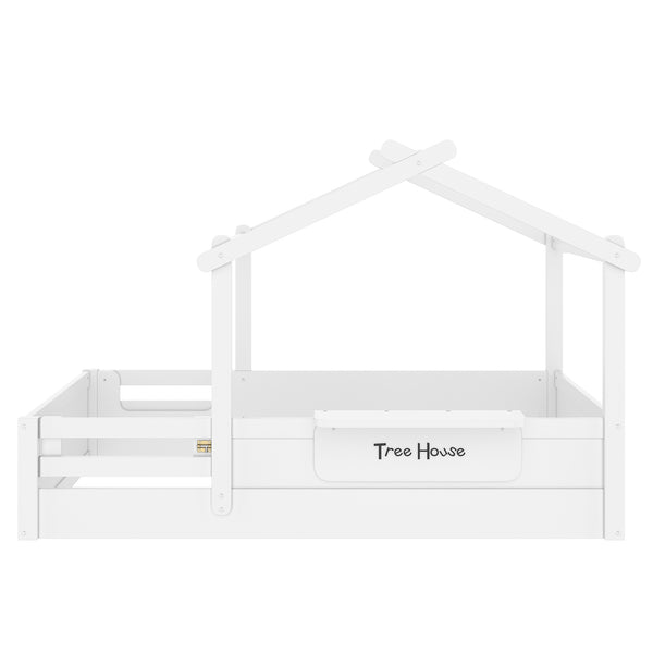 English Elm Twin Low Loft Bed Solid Pine Frame with Built-in Led Lighting and Storage Shelves Light White W1580P396330