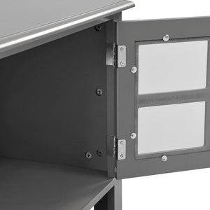 English Elm TV Stand with Modern Sleek Panel Design, Soft-Closing Drawers, Magnetic Doors & Sturdy Storage System Grey WF309280AAK