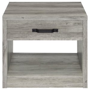 English Elm Nuberg Driftwood Gray Living Room Coffee and End Table Set with Storage Shelves B062S01520