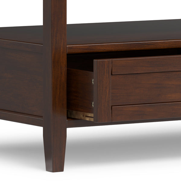 English Elm Warm Shaker Solid Wood Coffee Table with Two Drawers Russet Brown Transitional B136P429085