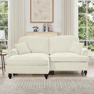 English Elm Elegant Mid Century Large Two-Seater Modular Sofa With Removable Skirts & Movable Ottoman - Beige W3041S00344