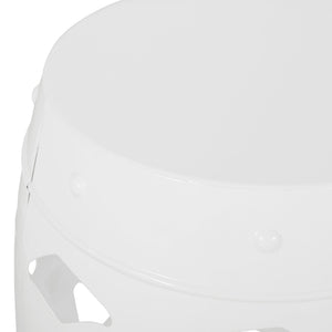 English Elm Metal end Table with Powder-Coated Iron Frame and Floral Cut Design, Modern Minimal Accent Table White 23.75 L x 19.75 W x 19.75 H W2297P188309