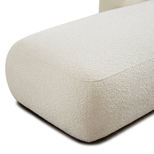 English Elm Upholstered Boucle Chaise Lounge with Wood Legs for Bedroom or Living Room W5515P437365