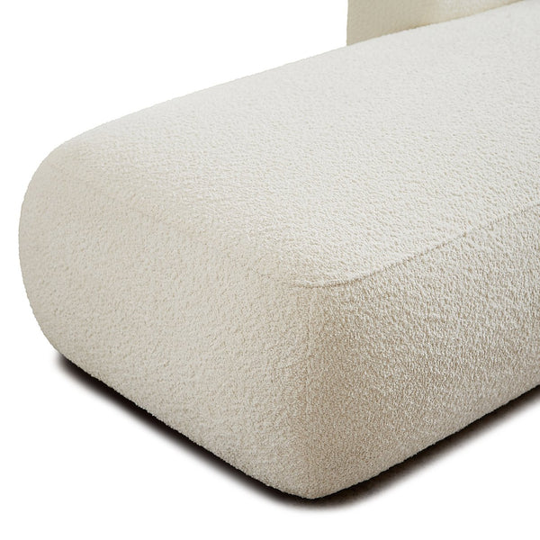 English Elm Upholstered Boucle Chaise Lounge with Wood Legs for Bedroom or Living Room W5515P437365