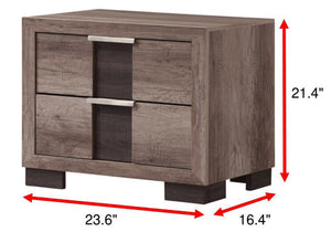 English Elm 1pc Contemporary Nightstand with Two Drawers and Metal Knobs – Sleek Wood Case, Space-Saving Bedroom Storage Brown 26.6 L x 19.5 W x 23 H B011P255257