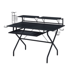 English Elm Rectangular Computer Desk With Spacious Surface, Sliding Keyboard Tray & Sturdy Black Frame B016P311805-GIGA