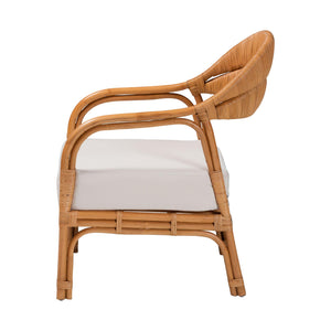 English Elm Modern Woven Rattan Accent Chair Openwork Lattice Frame for Sunroom or Bedroom B2750P420417