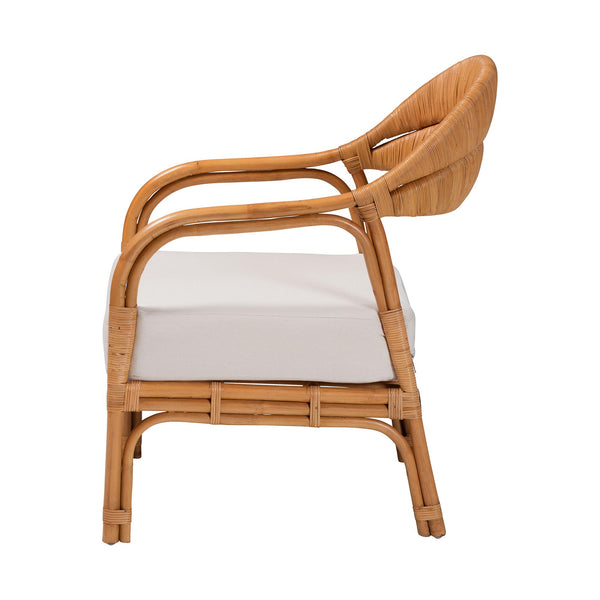 English Elm Modern Woven Rattan Accent Chair Openwork Lattice Frame for Sunroom or Bedroom B2750P420417