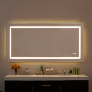 English Elm 60x30inch LED Bathroom Mirror with RGB Gradient, 3000-6000K Dimmable, Anti-Fog IP54, UL-Certified Mountable W2091P338771