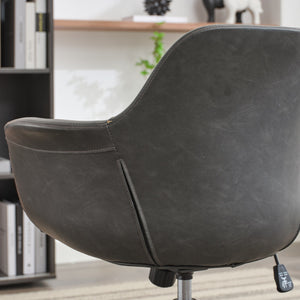 English Elm Mid-Century Minimalist Office Chair with Recline, Adjustable Ergonomic Support and Wide Stable Base Black W1143P173516