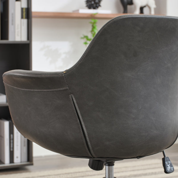 English Elm Mid-Century Minimalist Office Chair with 40° Recline, Adjustable Rebound, 320mm Wide Base, Ergonomic Design Black W1143P173516