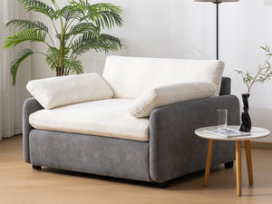 English Elm 50*43" Oversized Chenille Armchair Deep Lounge Seat Modern Minimalist Living Room Chair Gray+Cream N723S5042E