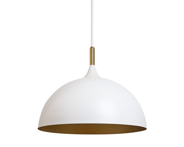 Sunpan Lohn Pendant Light - Chic Dome Design with Elegant Gold Interior for Modern Home Decor Appeal Matte White