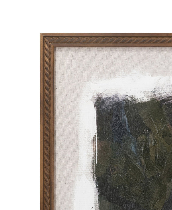 English Elm 39.4x39.4" Hand-painted Floral Canvas White Rose Art in Distressed Pine Frame W2078P481780