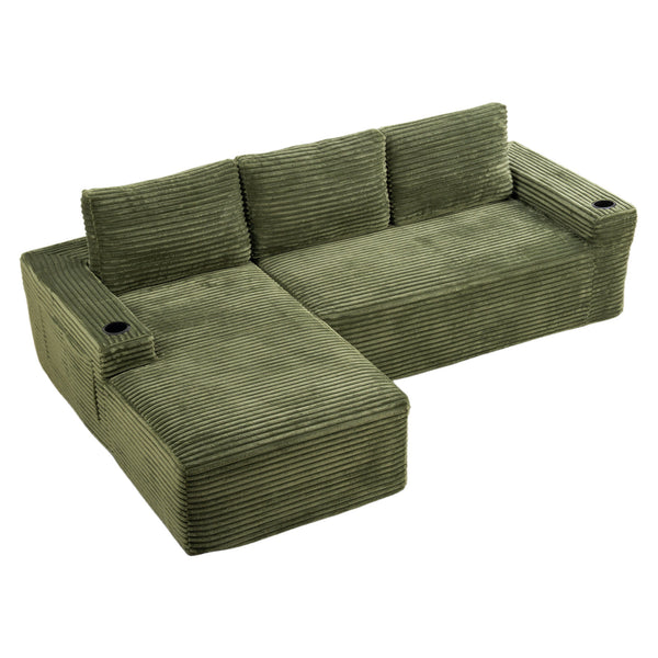 English Elm 104 Inch Corduroy Modular Sectional Sofa Deep Sink Plush L Shape Living Room Couch W5515S00021
