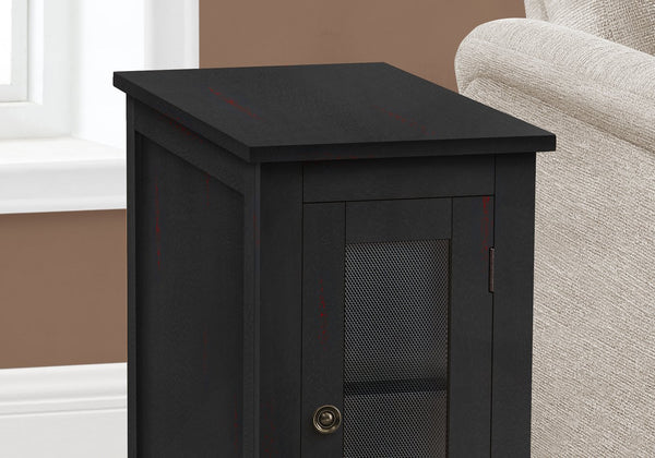 English Elm Accent 2-Tier Narrow End Table with Drawer and Shelf, Transitional Veneer Top, Solid Wood Legs for Compact Spaces Black 26 L x 24 W x 6 H B2710P219494