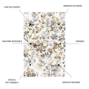 English Elm SPHINX Washable Non-Slip Runner Rug 24"x66" White Gray - Durable Low-Pile Indoor Outdoor Mat B186P261382