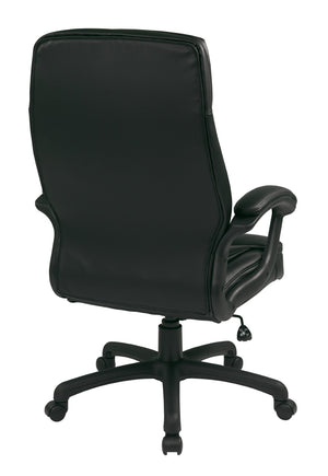 OSP Home Furnishings Executive High Back Bonded Leather Office Chair with Lumbar Support and Swivel Base Black EC6583-EC3