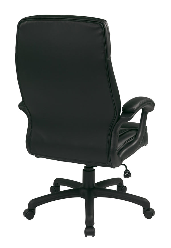 OSP Home Furnishings Executive High Back Bonded Leather Office Chair with Lumbar Support and Swivel Base Black EC6583-EC3