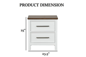 English Elm Contemporary Glam Nightstand Glossy White Lacquer Chrome Legs Dovetail Drawer Bedroom Dark Brown,White B2741P435881
