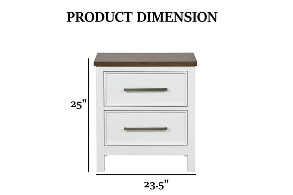 English Elm Contemporary Glam Nightstand Glossy White Lacquer Chrome Legs Dovetail Drawer Bedroom Dark Brown,White B2741P435881
