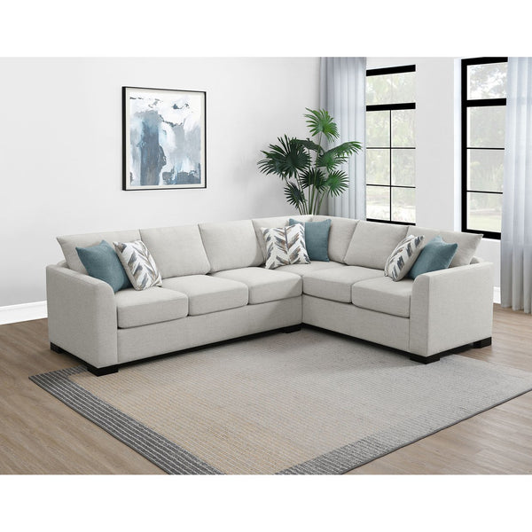 English Elm Radison Greige Fabric Sleeper Sectional with Hidden Pull-out Bed for Living Rooms B062S01405