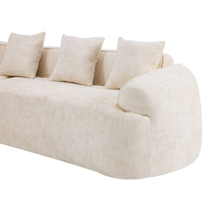 English Elm Beige Chenille L-shaped Sectional Sofa with Chaise Deep Seating and Curved Armrests Beige W3612S00017