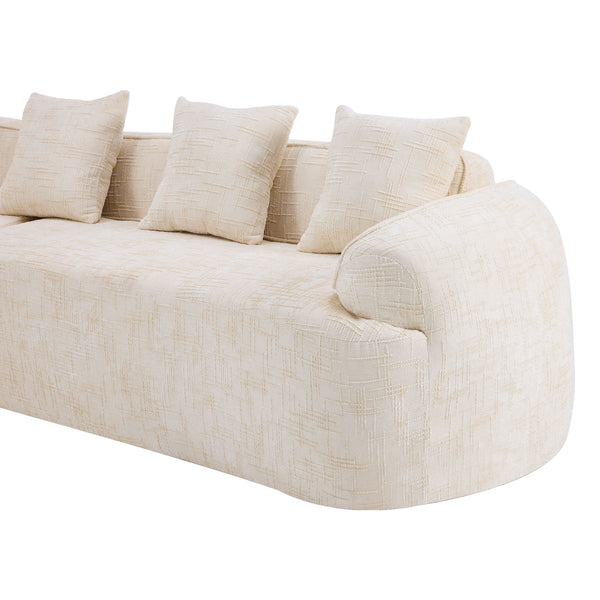 English Elm Beige Chenille L-shaped Sectional Sofa with Chaise Deep Seating and Curved Armrests Beige W3612S00017