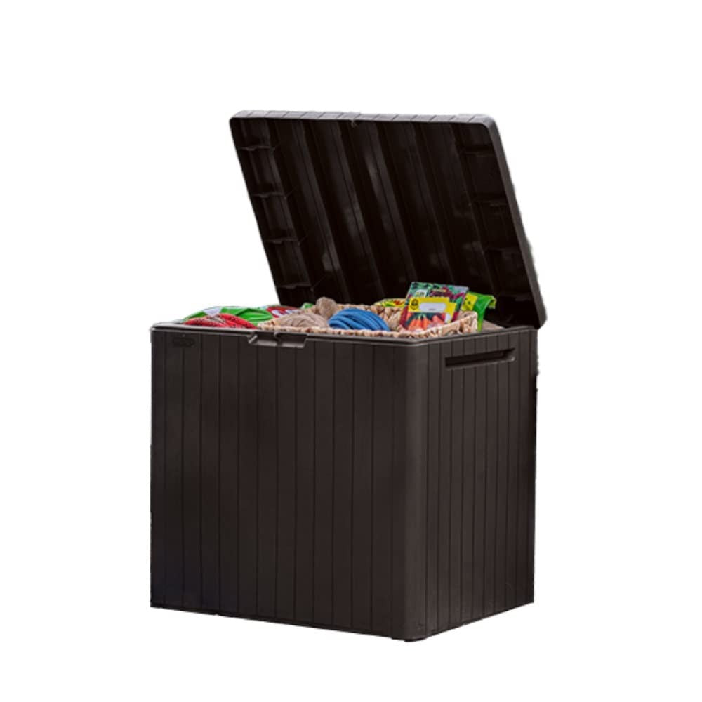 English Elm 30 Gallon Resin Deck Box Weatherproof Lockable Outdoor Patio Storage Container W2181P484988