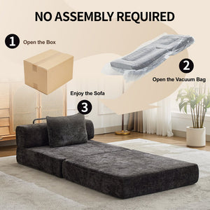English Elm Compression Convertible Floor Sofa Bed - Versatile Modular Seating & Sleeping Solution In Black W3723P345653